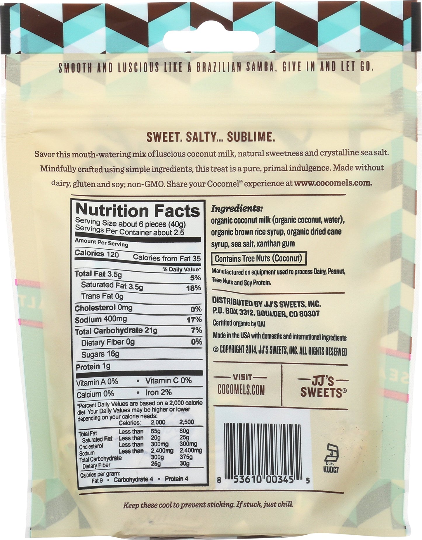 Cocomels Coconut Milk Caramels - Organic, Kosher, NON-GMO, Vegan - Made Without Dairy - Sea Salt 2 Pack