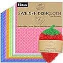 [12Pack+1Loofah Dish Sponge] 100% Natural Biodegradable Swedish Dishcloths for Kitchen | No-Discoloration, No-Odor, Super Absorbent Dish Sponge |