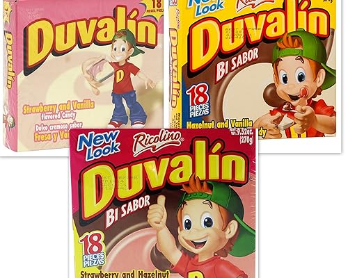 Duvalin Candy Variety Bundle, 9.52 oz box (Pack of 3) includes 1-Box Strawberry & Hazelnut + 1-Box Hazelnut & Vanilla + 1-Box Strawberry & Vanilla (54