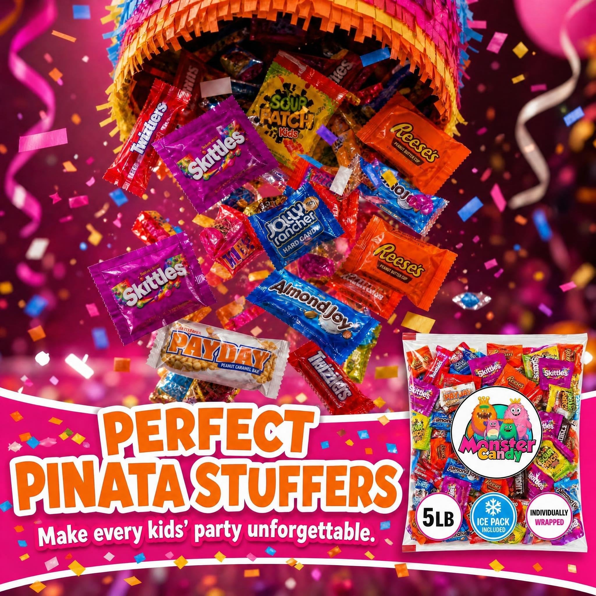 Chocolate and Candy Party Favor Candy Mix - 5 lb Pinata Stuffers Candy Bulk - Goodie Bag Stuffers for Kids Party Favors - Chocolate Candy Variety Pack