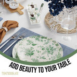 Trendables 80 Piece Plastic Disposable Plates Set For 40 Guests I 40 X 8 Inch Dessert Plates & 40 X 10 Inch Wedding Party Plates | Ivory & Green