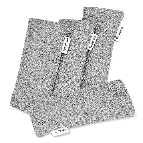 Natural Activated Bamboo Charcoal Bags 4 Pack, Home Air Purifying Bag, Car Odor Eliminator, Shoe Deodorizer, Closets Odor Absorber