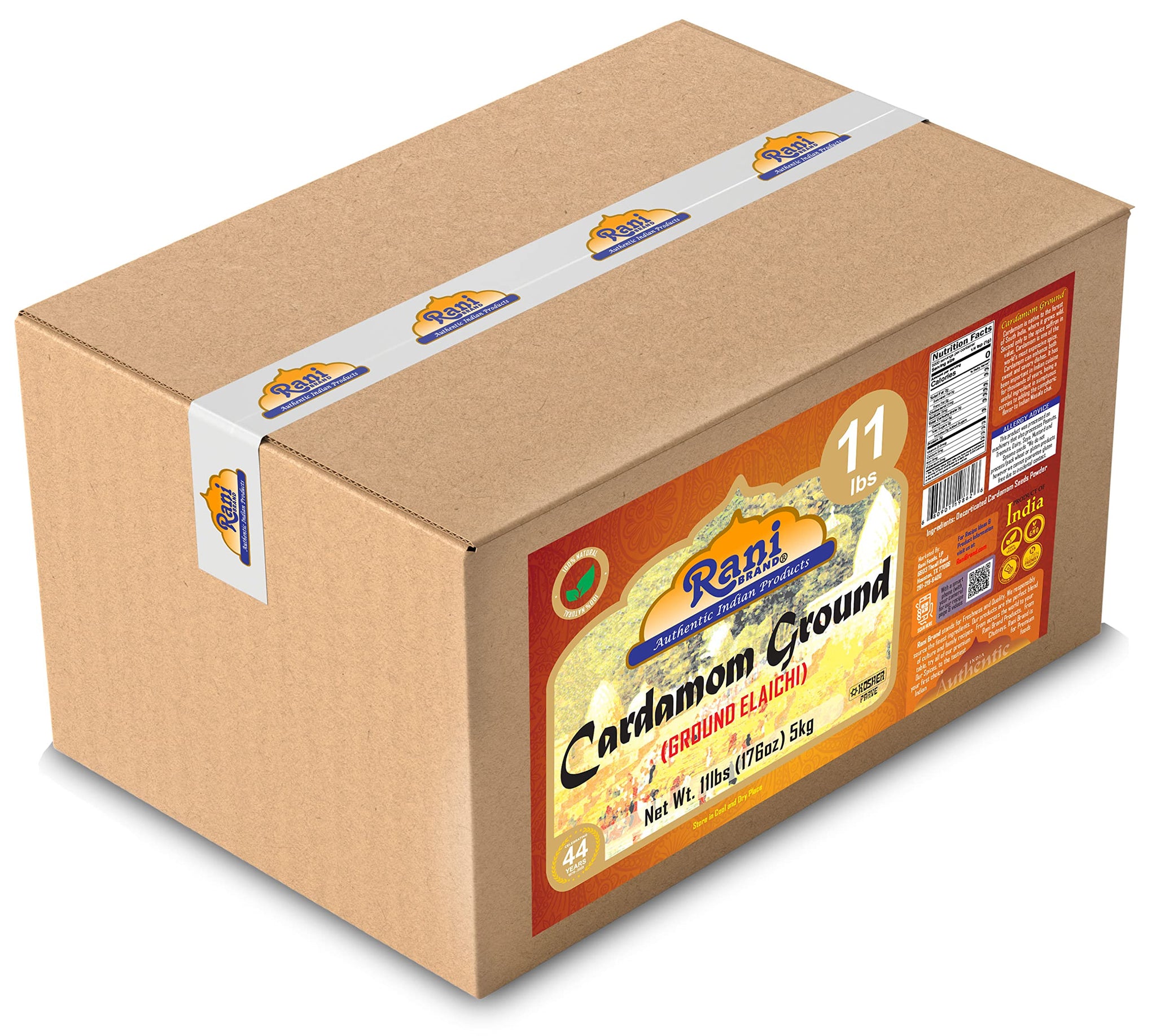 Rani Cardamom (Elachi) Ground, Powder Indian Spice 176oz (11lbs) 5kg Bulk Box ~ All Natural | No Color Added | Gluten Friendly | Vegan | NON-GMO |