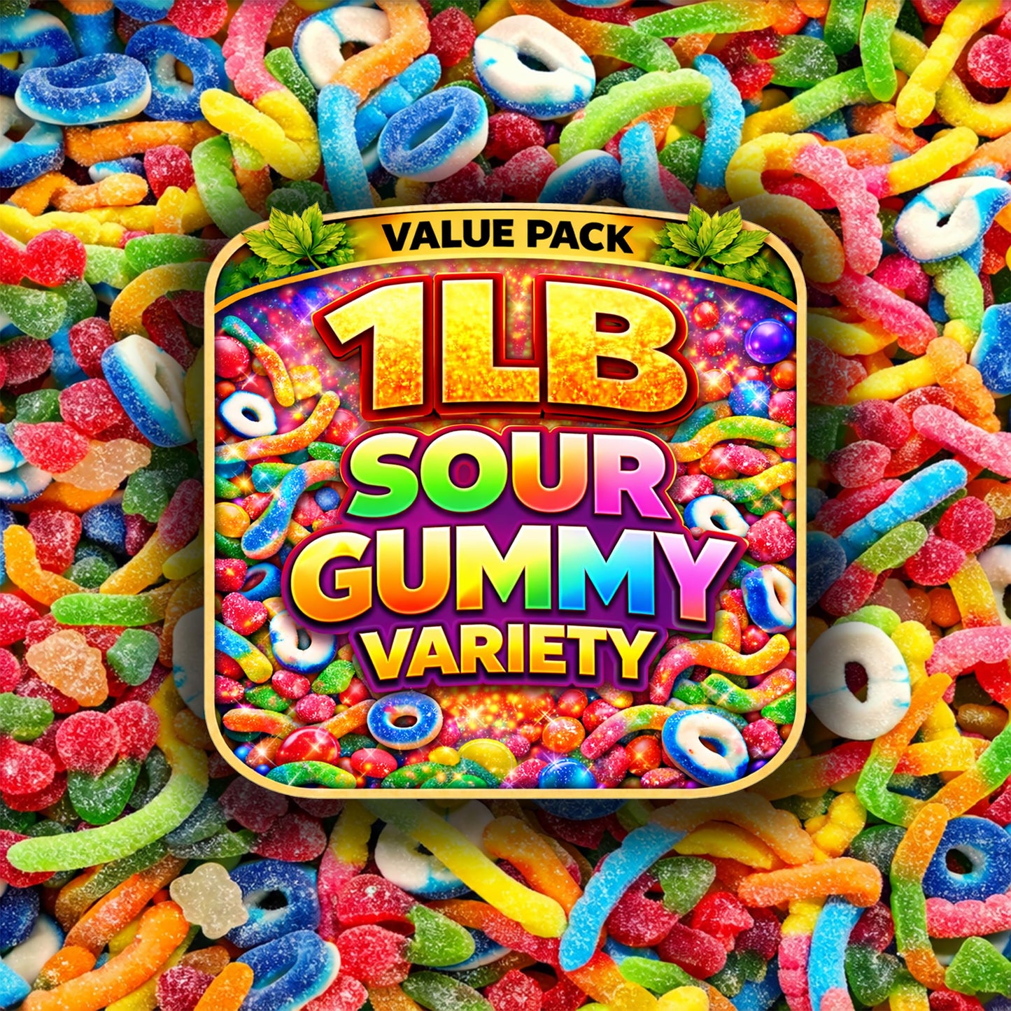Sour Gummy Candy Fun Mix | 1 LB Bulk Value | Belts, Peach Rings, Wedges, Worms, Bears - Party Favors, On the Go Package - Assorted Mix Bulk