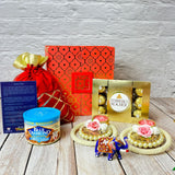 LoveNspire Diwali Gift Hamper Indian Festival Premium Deepawali Return Gift Box with Potli Bags Lotus Pearl Candle Holder Almonds Chocolates