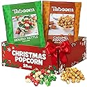Bulk Gourmet Kettle Popcorn Candy Coated & Caramel with Sea Salt Christmas Gift Box - 2 Bag Holiday Popcorn Variety Pack (28 oz Total) Sweet & Salty