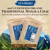 Blue Lotus Chai - Fully Organic Traditional Masala Chai - Makes 530 Cups - 1 Pound Bulk Bag Masala Spiced Chai Powder with Organic Spices - Instant