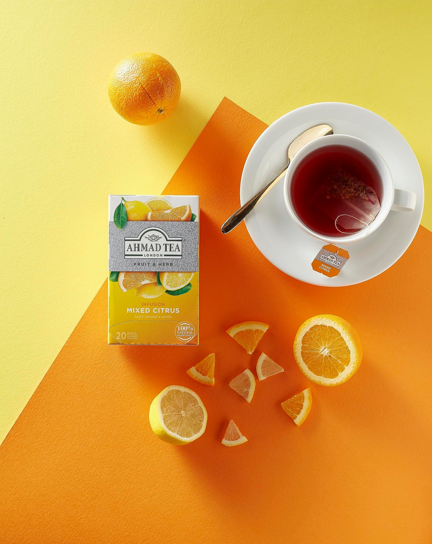 Ahmad Tea Herbal Tea, Mixed Citrus Teabags, 20 ct (Pack of 1) - Decaffeinated & Sugar-Free