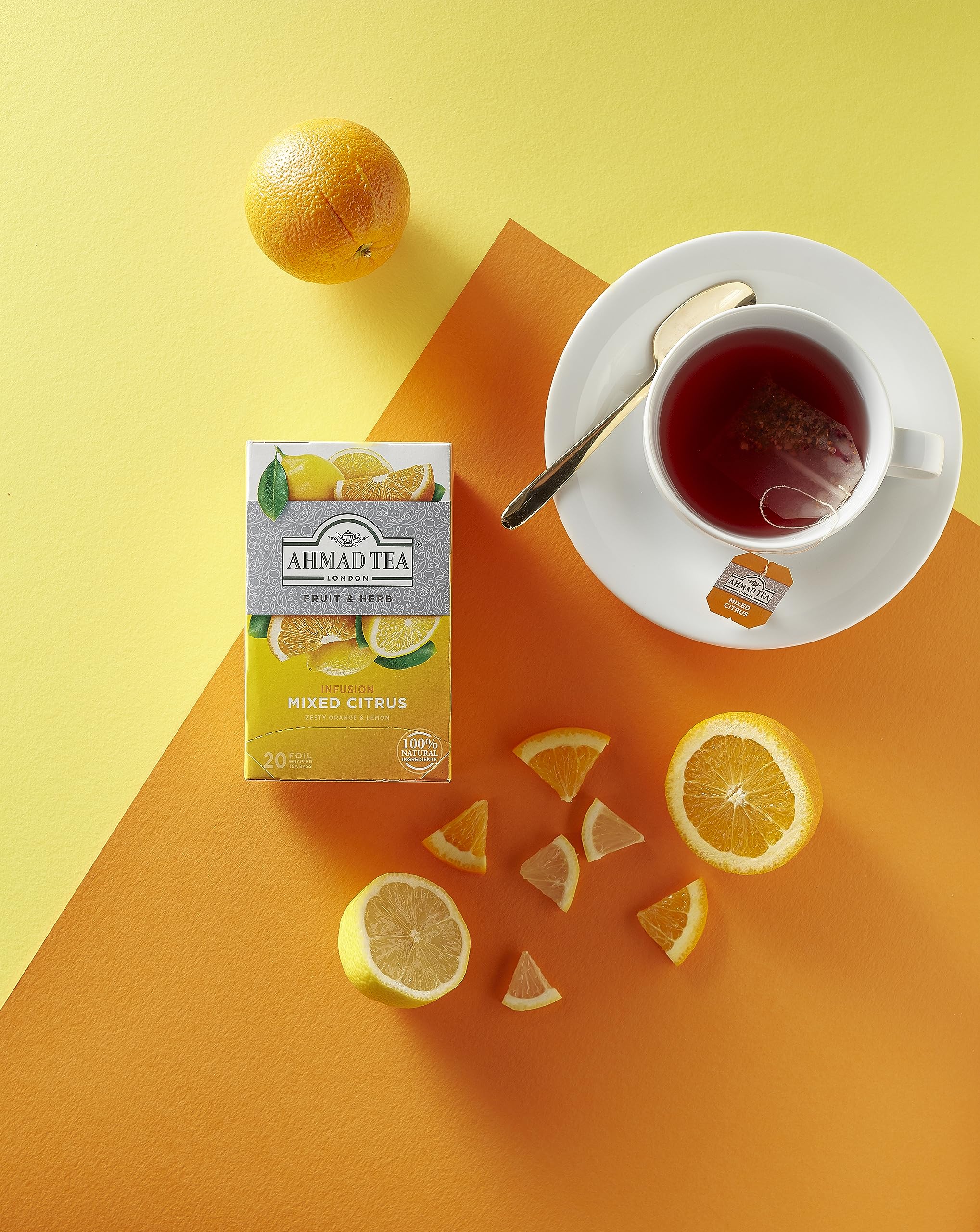 Ahmad Tea Herbal Tea, Mixed Citrus Teabags, 20 ct (Pack of 1) - Decaffeinated & Sugar-Free
