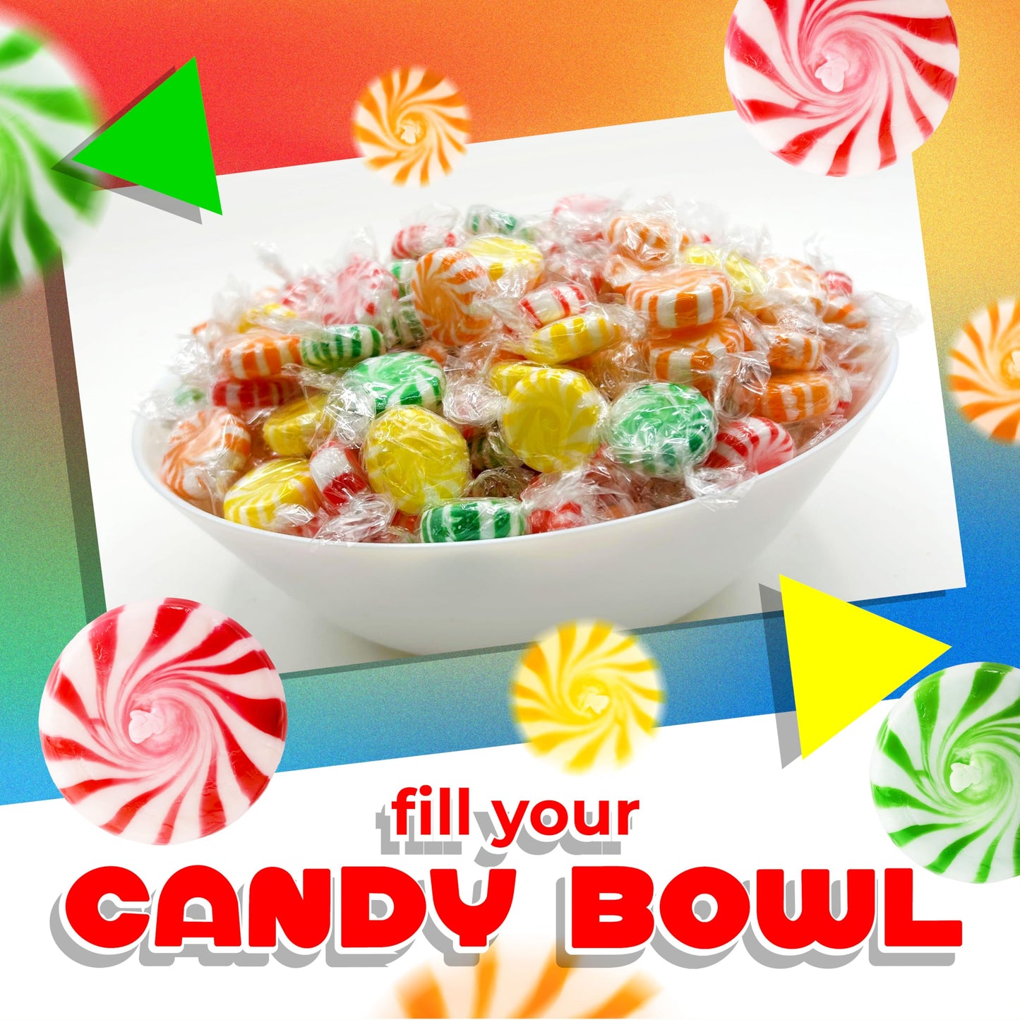 Fruit Starlights | 1 Pound Bag - 75 Count | Hard Candy Individually Wrapped | Assorted Fruit Flavored Pinwheels | Old Fashioned Candy | Orange