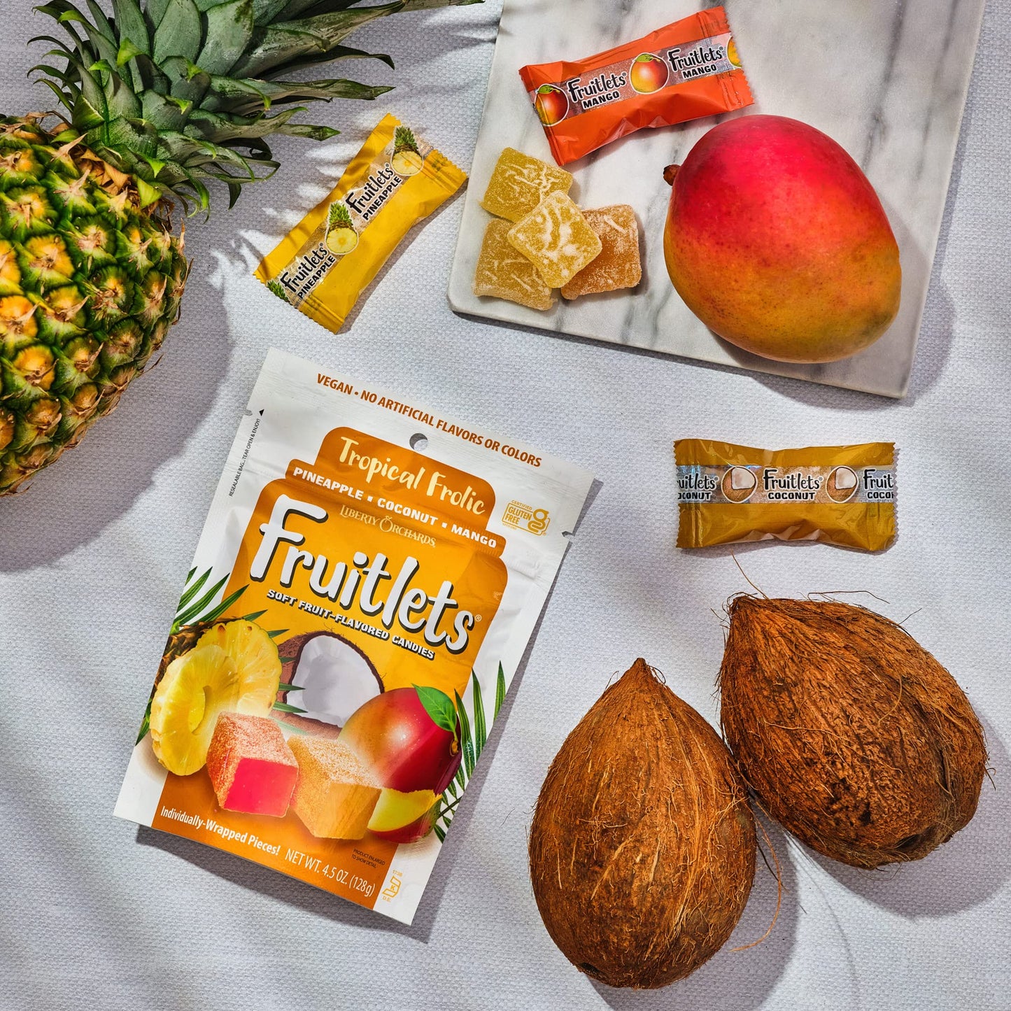 Liberty Orchard, Tropical Frolic Fruitlets - Soft & Fruit, Signle-Wrapped Nut Free Candies 4.5 oz
