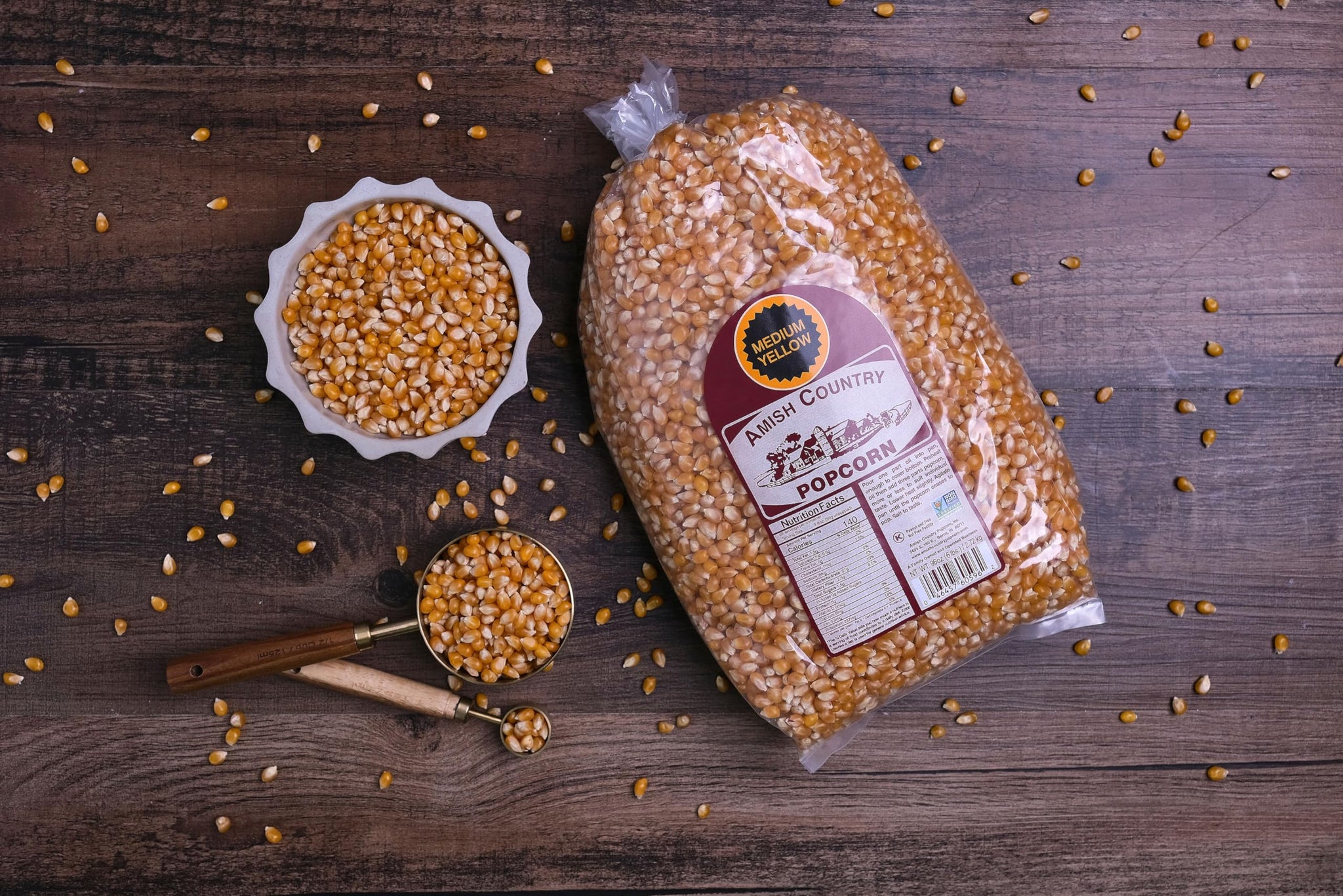 Amish Country Popcorn | 6 lb Bag | Medium Yellow Popcorn Kernels | Old Fashioned, Non-GMO and Gluten Free (Medium Yellow - 6 lb Bag)