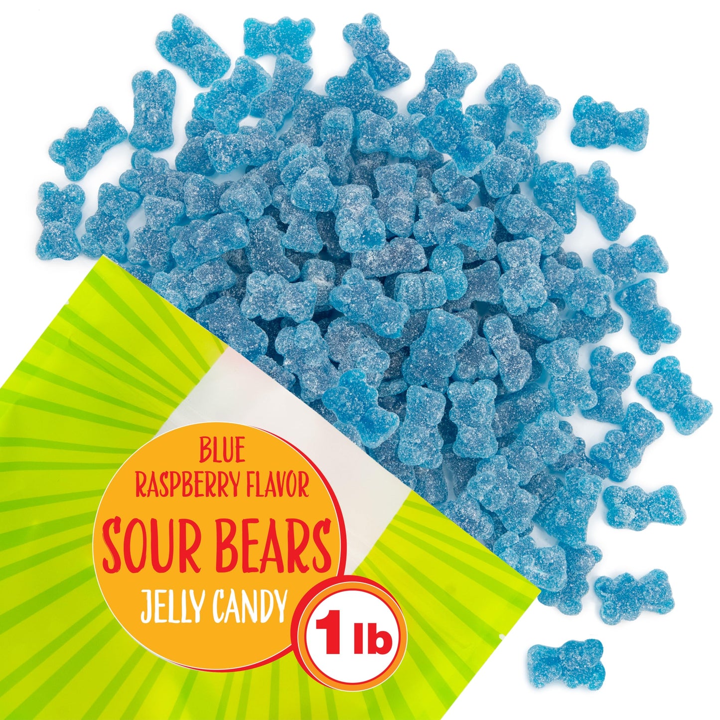 Sour Bears Gummy Candy | 1 Pound Bag | Gelatin Free Chewy Blue Candy | Blue Raspberry Jelly Bears for Baby Showers, Gender Reveal, Party Favors