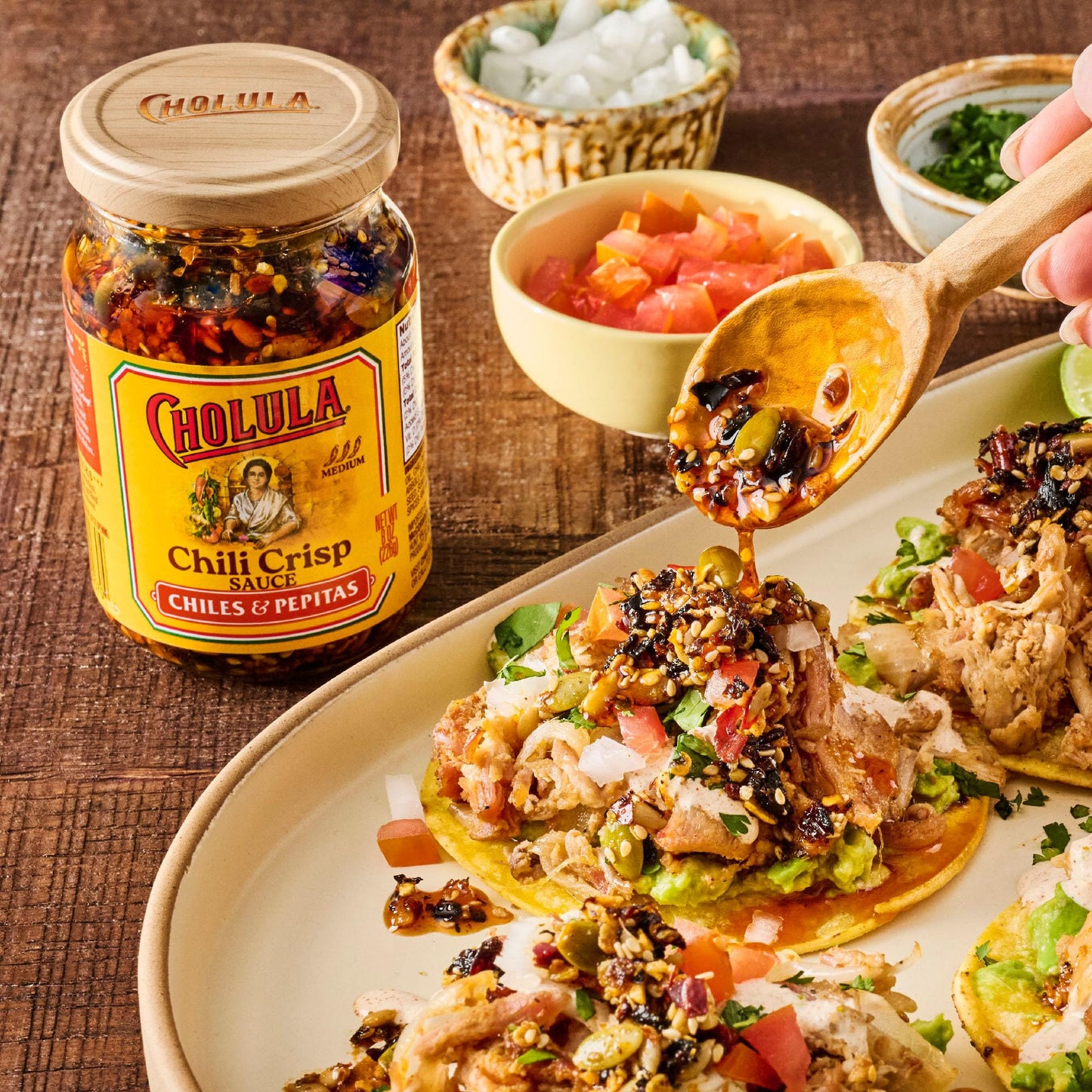 Cholula Chili Crisp Sauce, Chiles & Pepitas, Crunchy Topping for Tacos, Tostadas, Eggs, Pizza and More, 8 oz