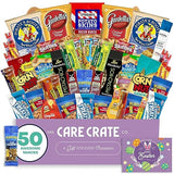 Men's Hearty Easter Snack Box (50 Piece Variety Gift Basket Care Package) Jerky, Nuts, Chips, Pretzels & More - The Care Crate Co.
