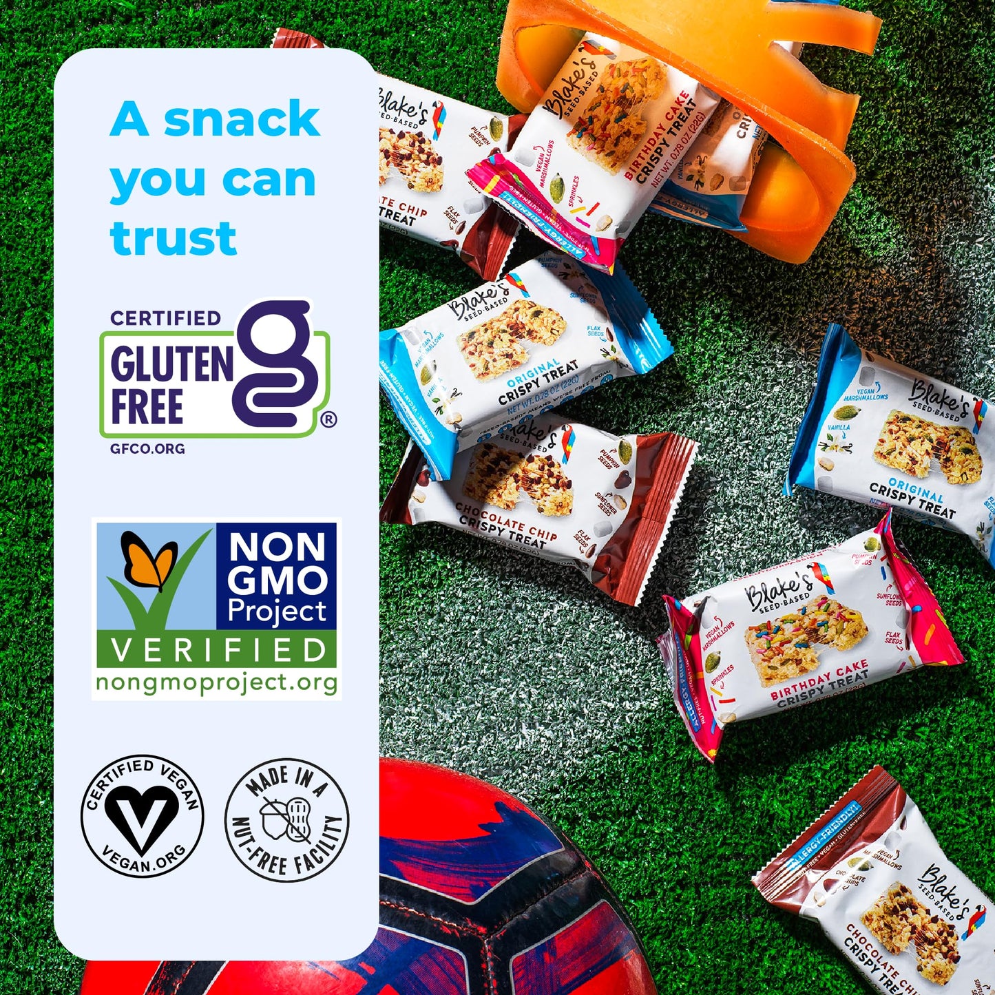 Blake’s Seed Based Crispy Treats - Birthday Cake (6 Count), Nut Free, Gluten Free, Dairy Free & Vegan, Healthy Snacks for Kids or Adults, School Safe