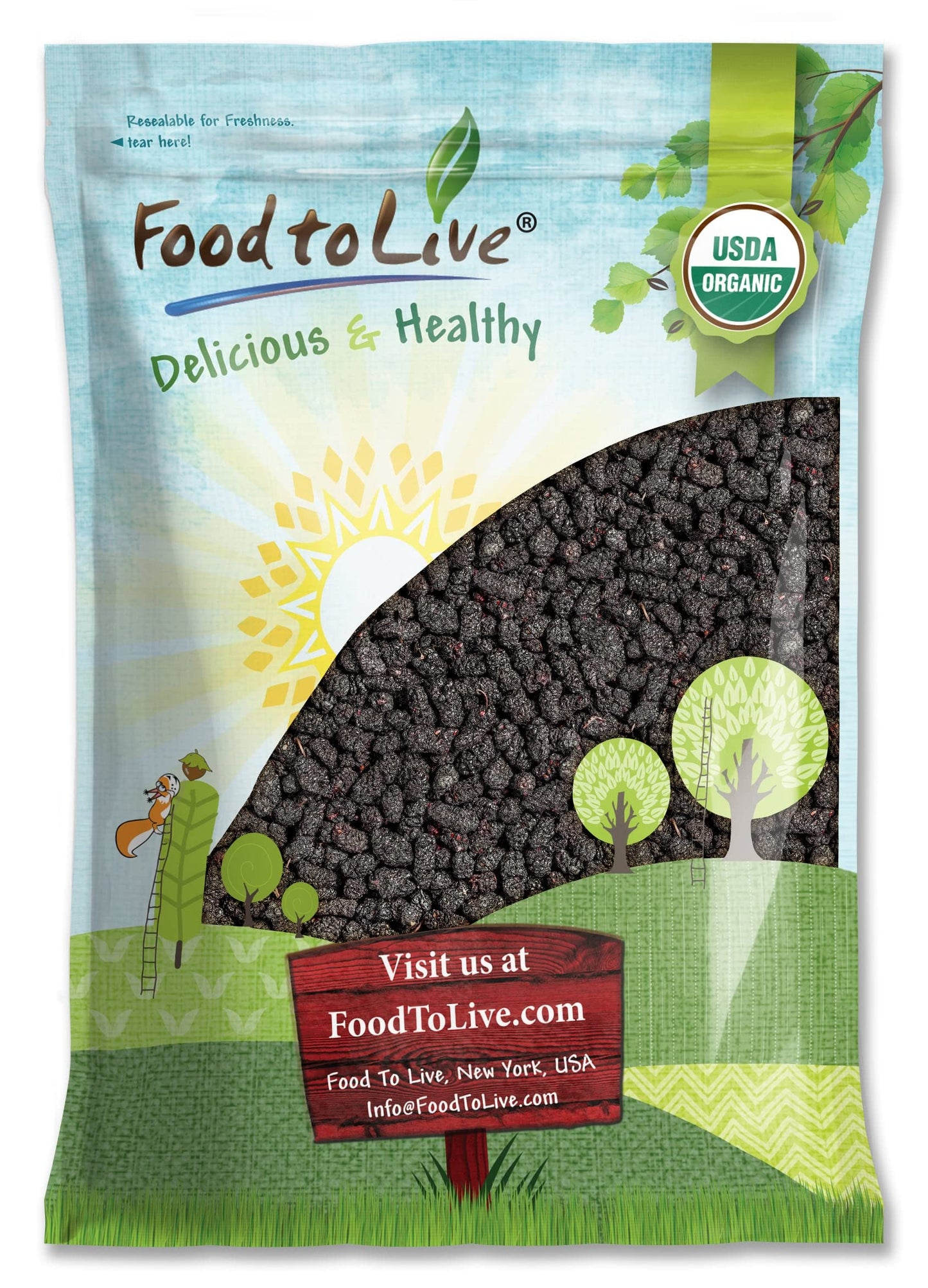 Food to Live Organic Dried Black Mulberries, 4 Pounds - Non-GMO, Raw Fruit, Unsulfured, Unsweetened, Vegan, Mulberry in Bulk. Great for Snacking