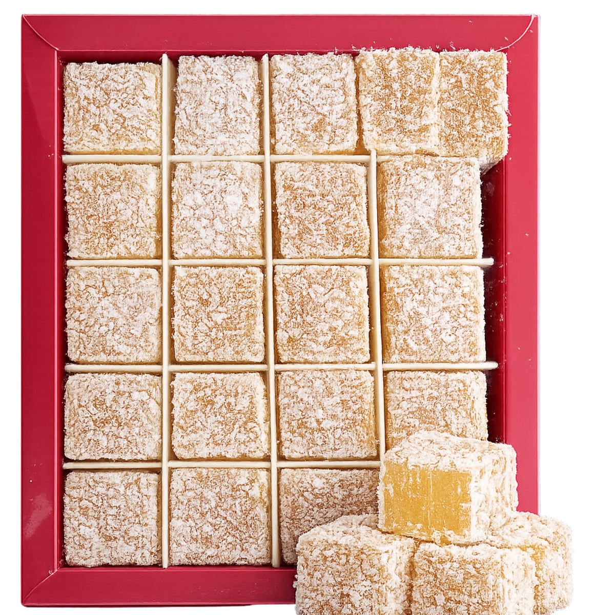 Lemon Flavored Turkish Delight 450g (~1lb) - Coconut Covered Lokum - Soft & Chewy Citrus Candy - Traditional Turkish Sweets - Vegan, No Additives