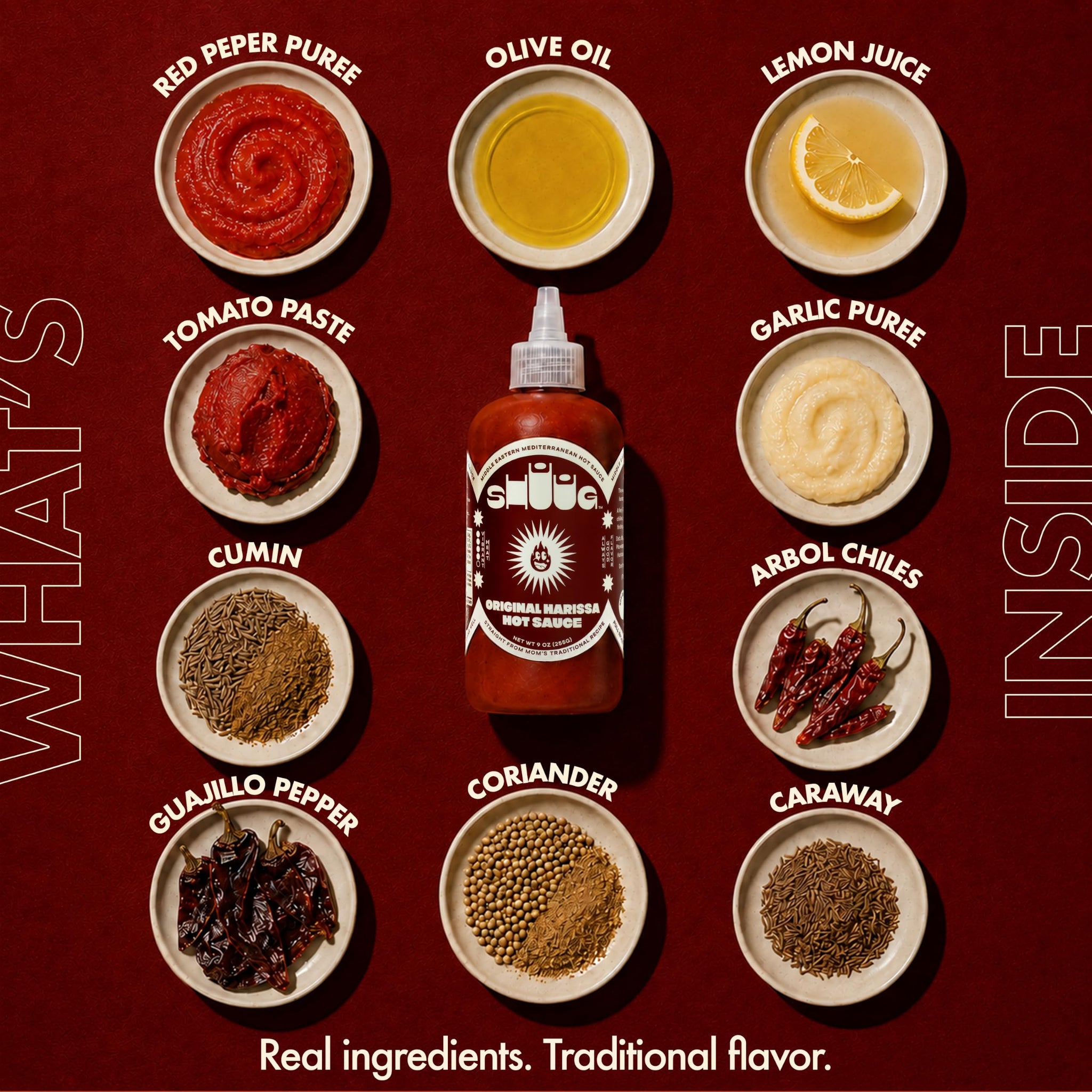SHUUG Harissa Sauce (9oz) | Hot & Spicy Red Pepper Flavor | Middle Eastern Harissa Paste Sauce with Dried Chilis, Lemon & Garlic | Vegan, Non-GMO