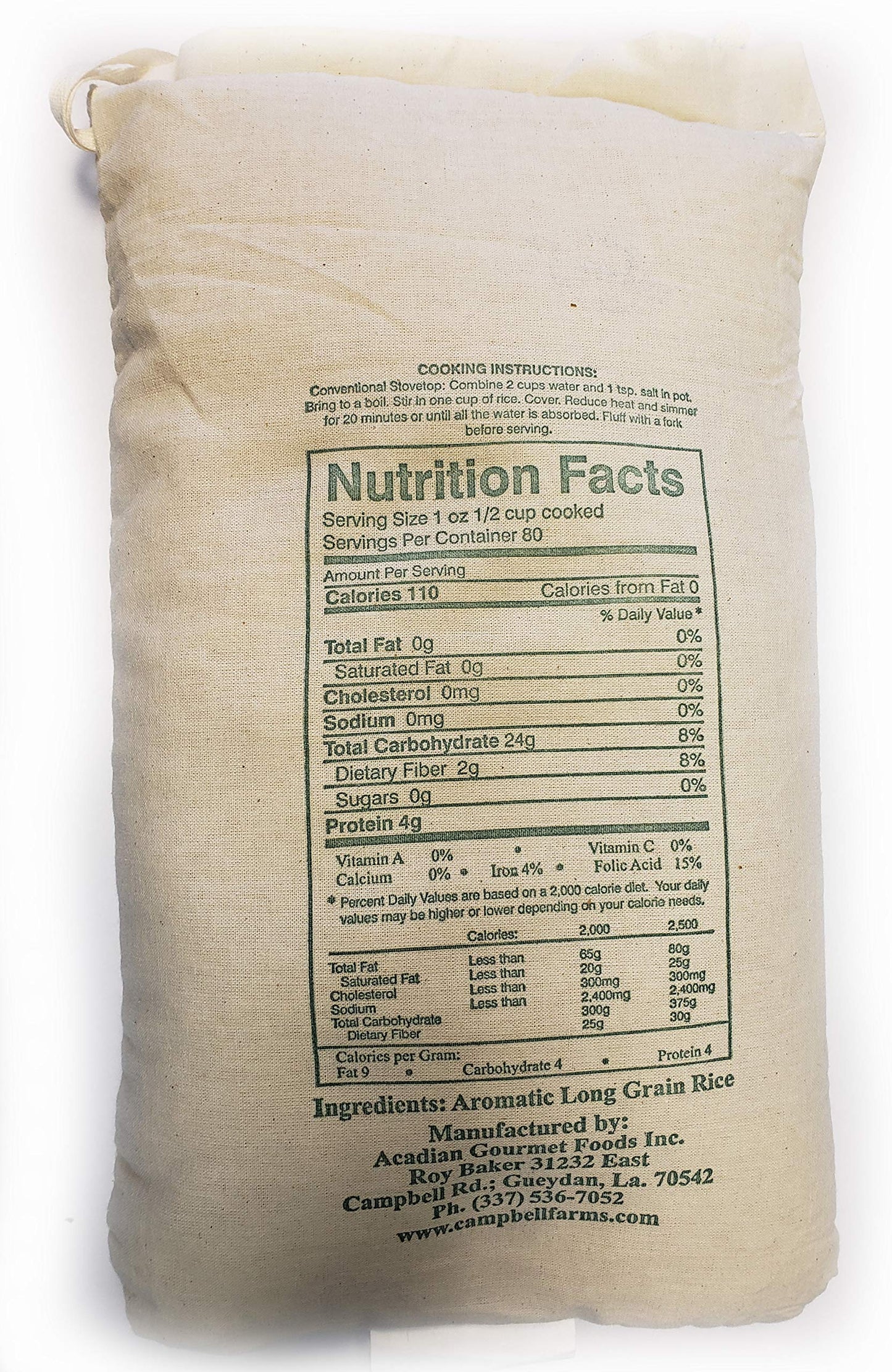 Baker Farms, Gourmet Louisiana Popcorn Rice, 5 lb Sack