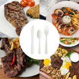 Green Direct Heavy Duty Wrapped Plastic Cutlery Set with Napkin, Fork, Spoon, Knife, Salt, Pepper, White 50 Pack Plastic Cutlery Meal Kit