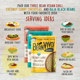 BeanVIVO - Variety 3 Pack (10 oz each) - Organic Baja Black Beans, Three Bean Vegan Chili, Coconut Curry Chickpeas - Seasoned & Ready to Eat, Plant