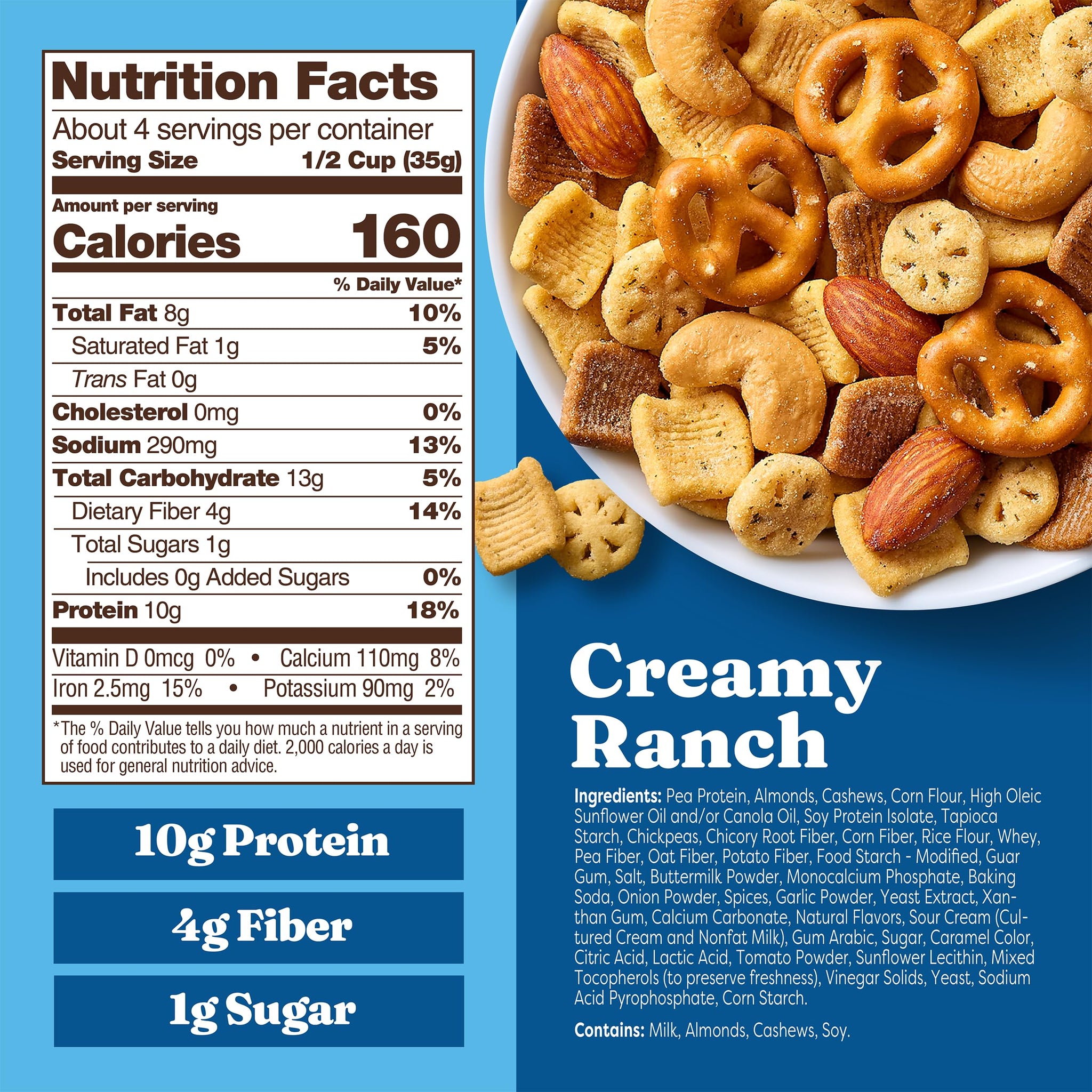 Catalina Crunch Protein Snack Mix | 10g Protein, 1g Sugar per Serving | Good Source of Fiber, Gluten Free | Creamy Ranch, 5.25 Ounce Bag (Pack of 3)