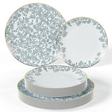 Trendables 40-Piece Plastic Disposable Plates Set For 20 Guests | 8" & 10" Dessert & Dinner Floral Plates | Wedding Ready