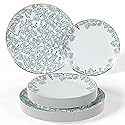 Trendables 40-Piece Plastic Disposable Plates Set For 20 Guests | 8" & 10" Dessert & Dinner Floral Plates | Wedding Ready