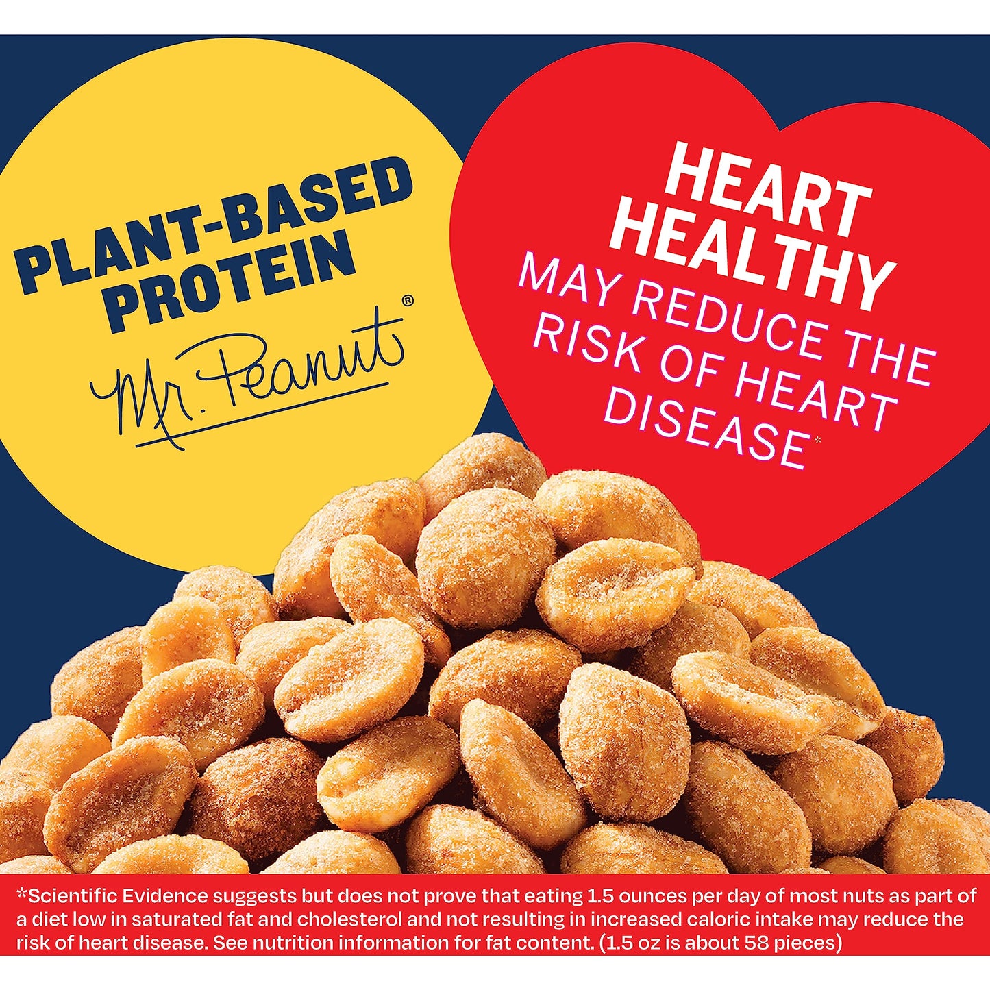 PLANTERS Honey Roasted Peanuts, Sweet and Salty Snacks, Plant-Based Protein , 34.5 Oz (2 Tubs)