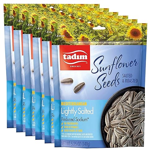Tadim Mediterranean Black Sunflower Seeds Lightly Salted, 6 Pack (5.25 Ounce Each), Keto Friendly, NON GMO, Vegan