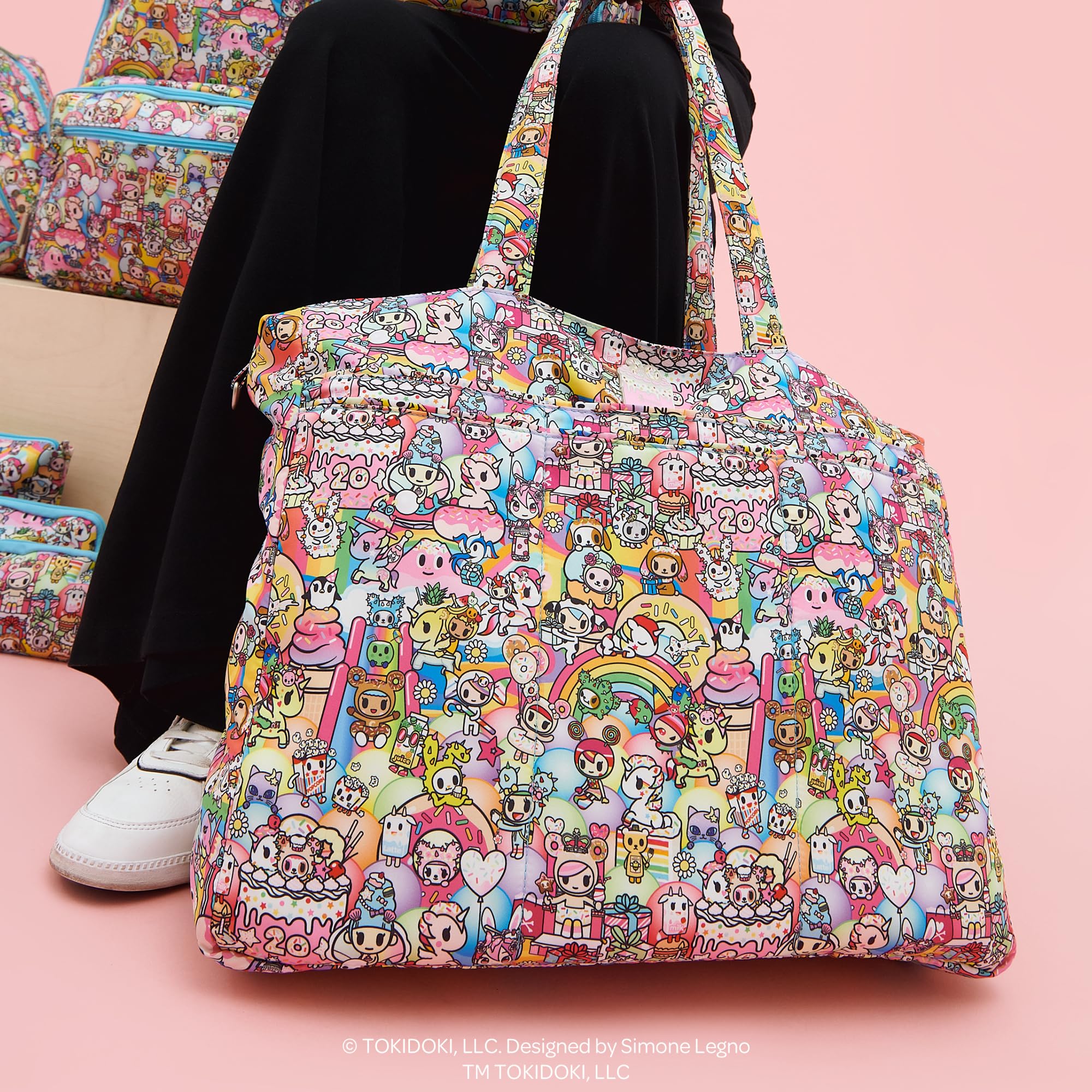 JuJuBe x tokidoki 20th Anniversary Celebration Super Be Plus Tote Bag, Purses for Women, Bag for School or Travel, Fits Laptops and Notebooks, 8