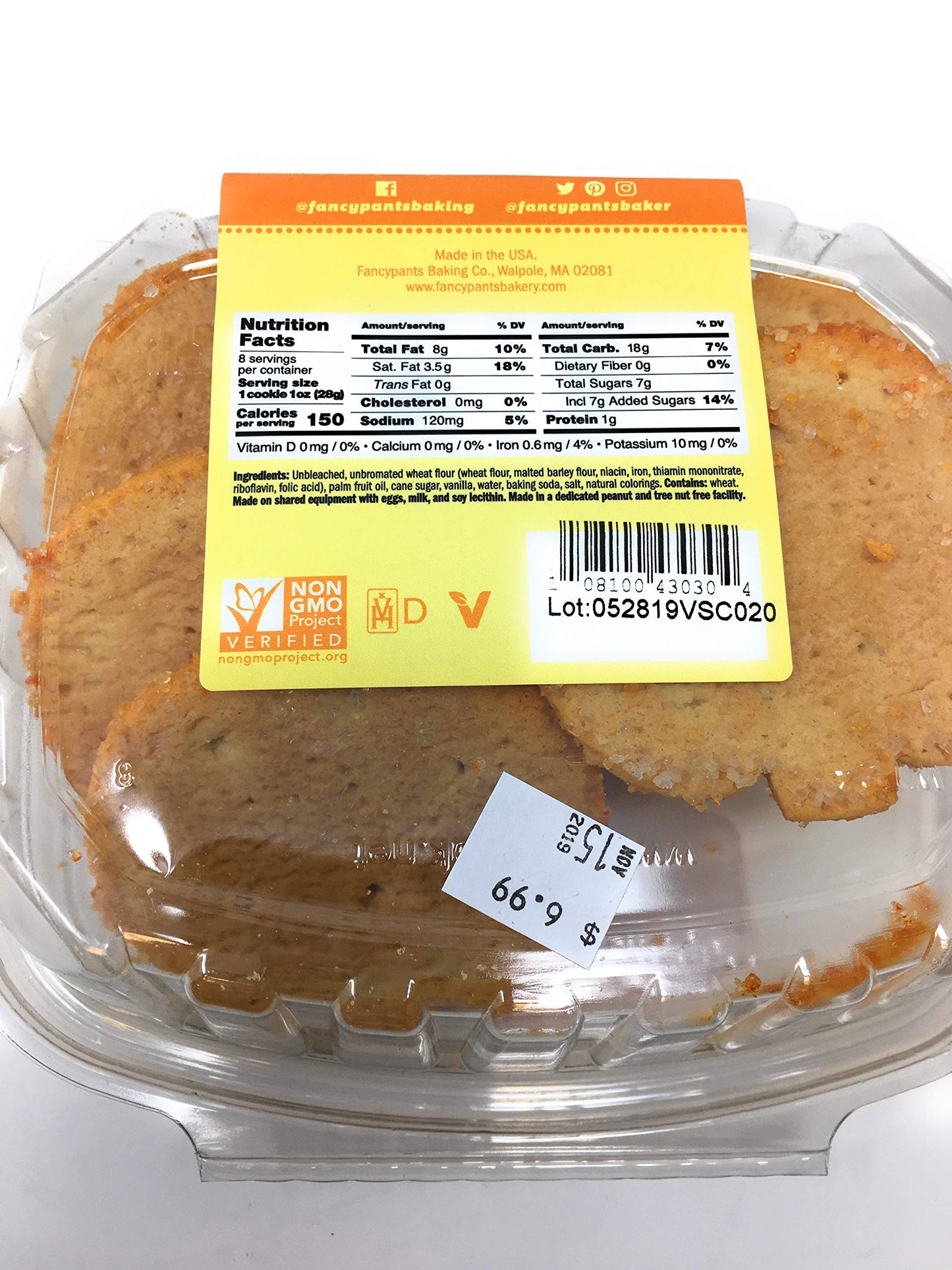 Fancypants Bakery, Cookies Vegan Pumpkin 8 Count, 8 Ounce