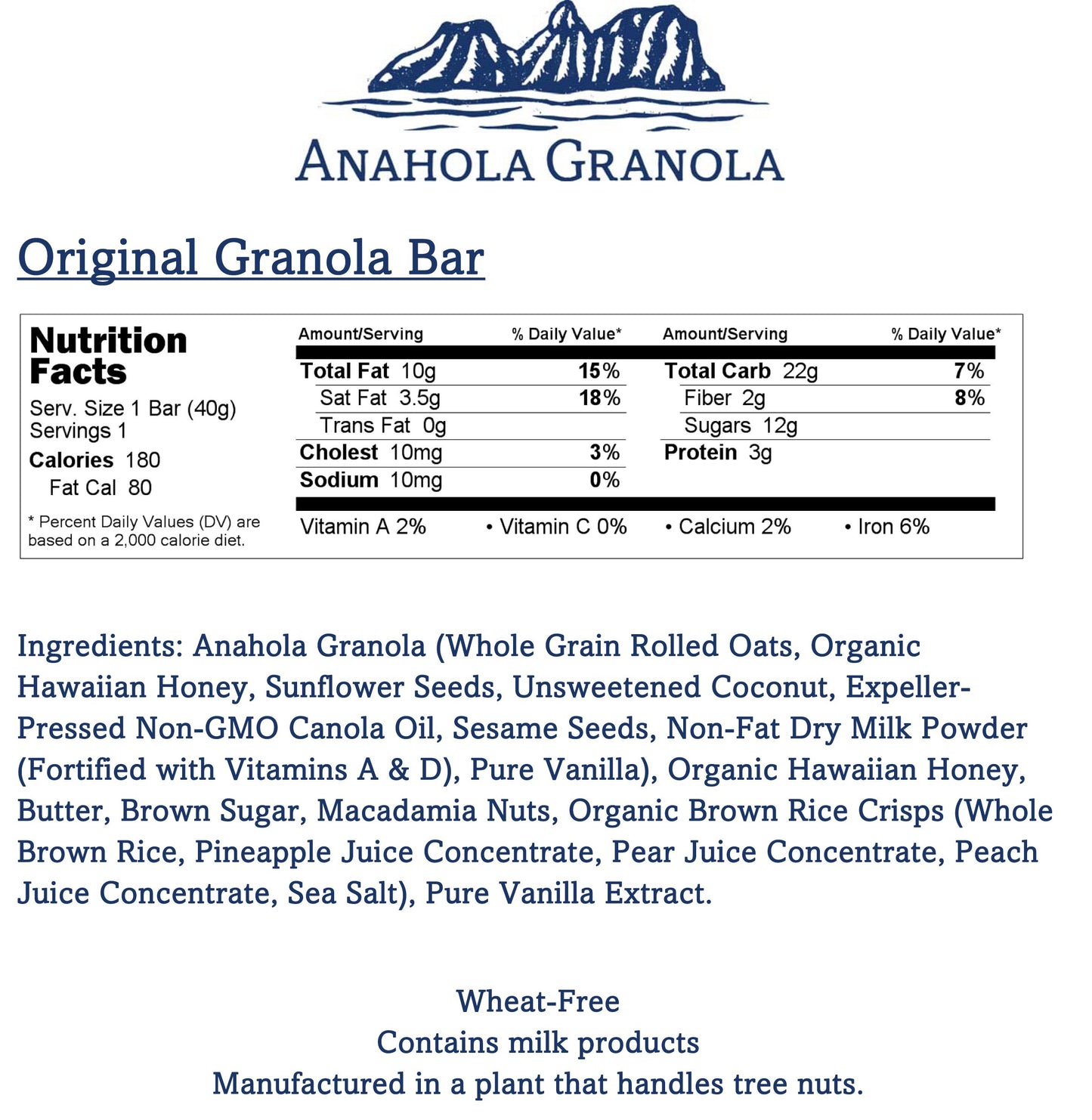 Anahola Granola Original Bars, 8 Count