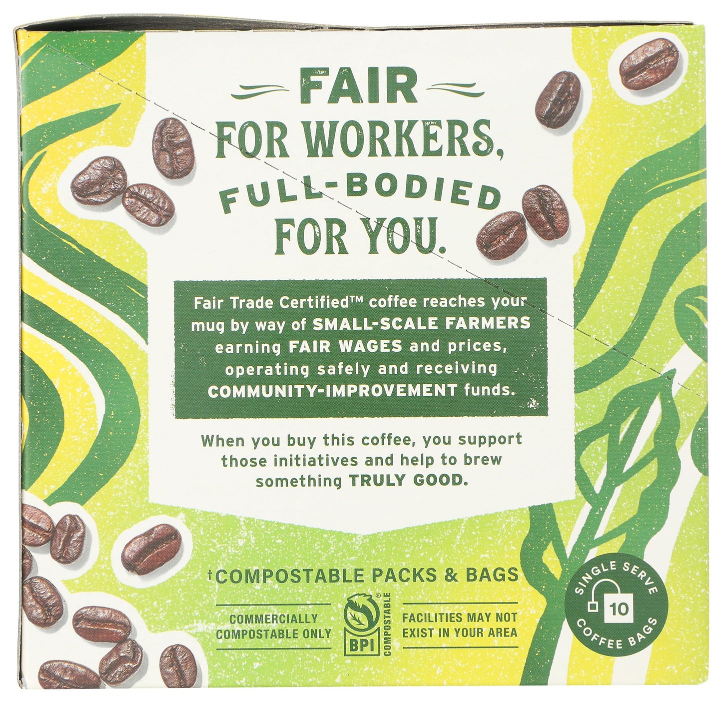 Whole Foods Market, Organic Steeped Coffee, Dark Roast, Notes of Fudge and Molasses, Single Serve Bags, 10 Count