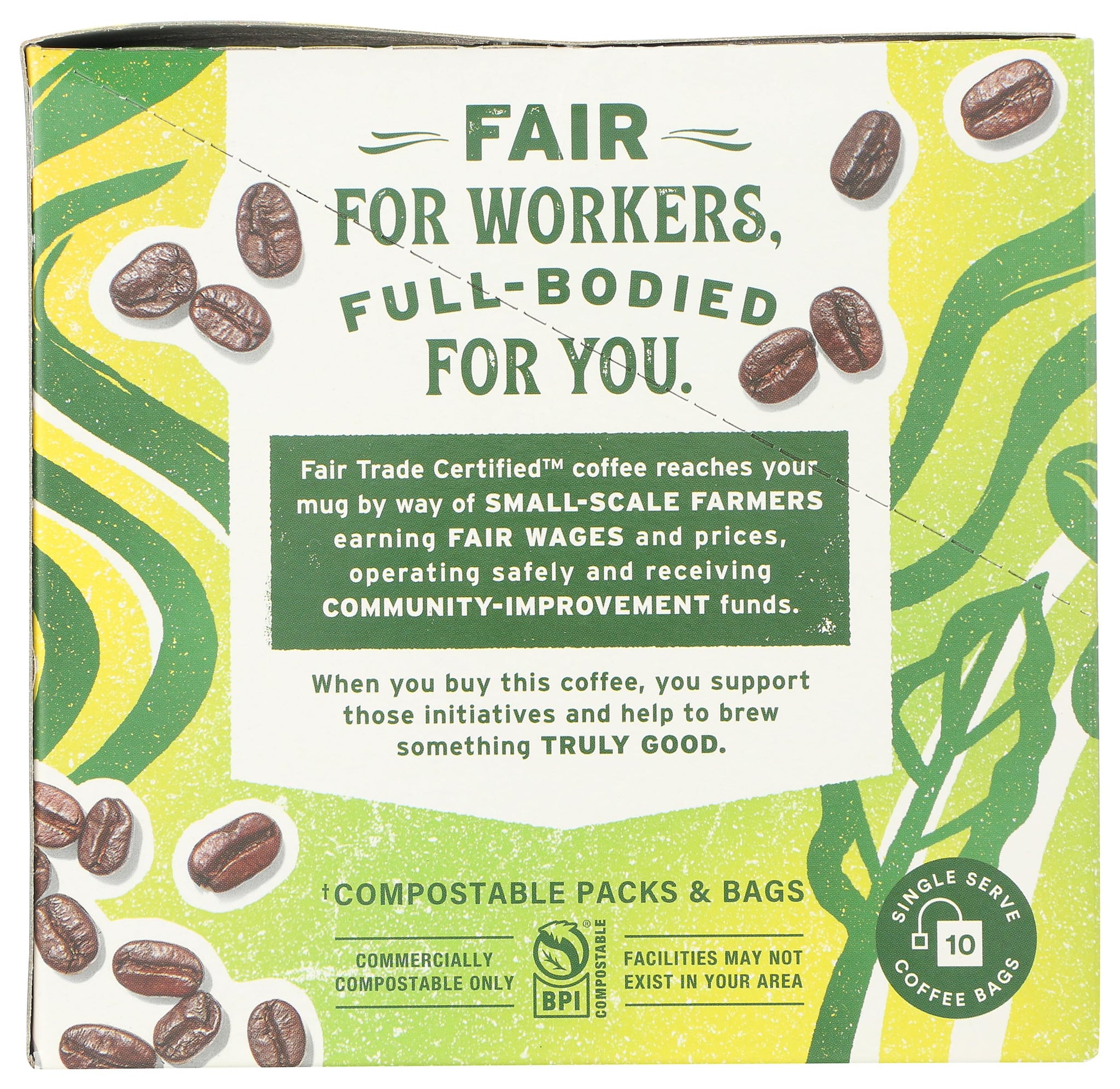 Whole Foods Market, Organic Steeped Coffee, Dark Roast, Notes of Fudge and Molasses, Single Serve Bags, 10 Count