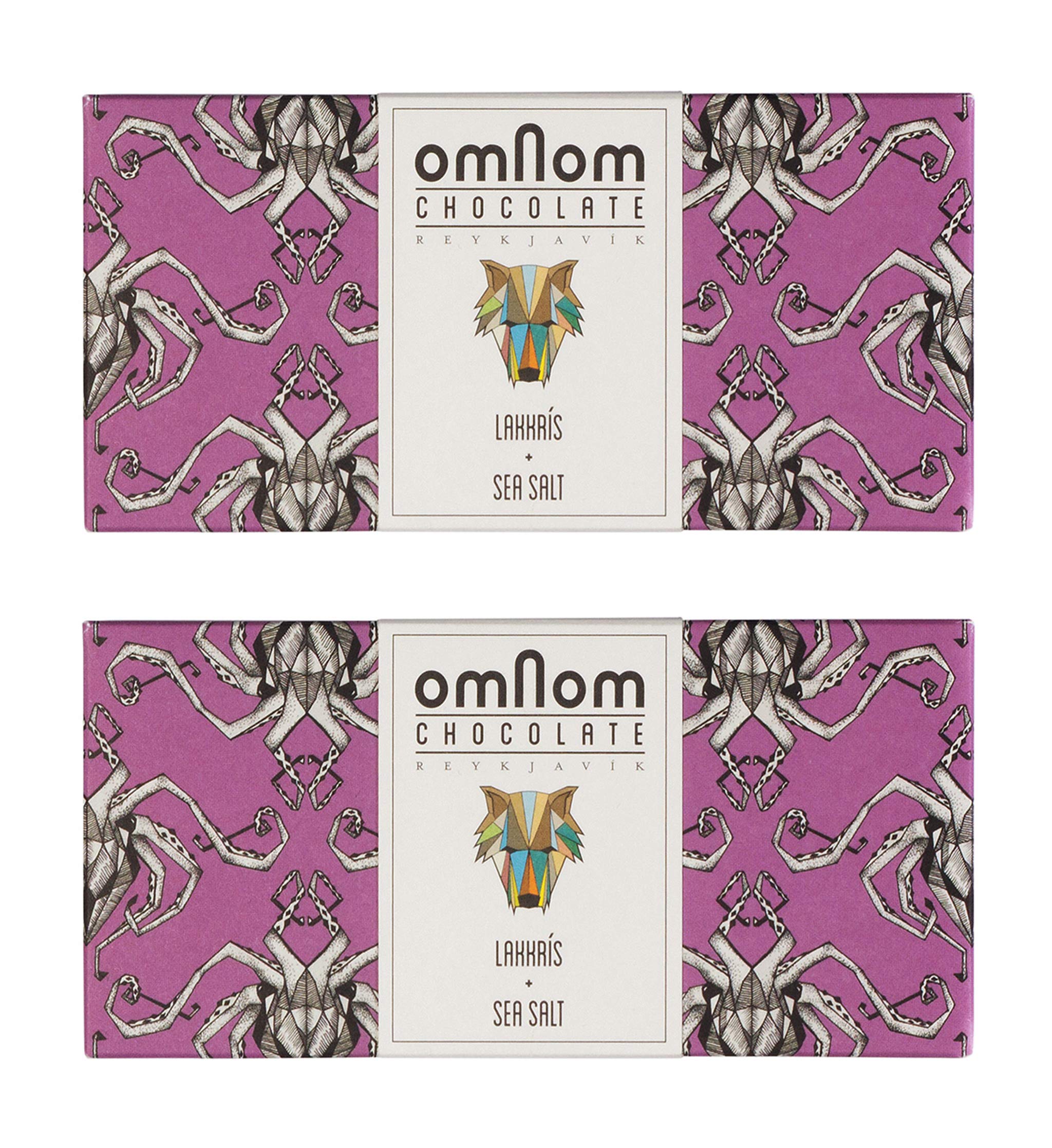 Omnom Lakkris + Sea Salt | Icelandic Bean To Bar Chocolate by OMNOM CHOCOLATE REYKJAVIK | 2 x 60g Bar