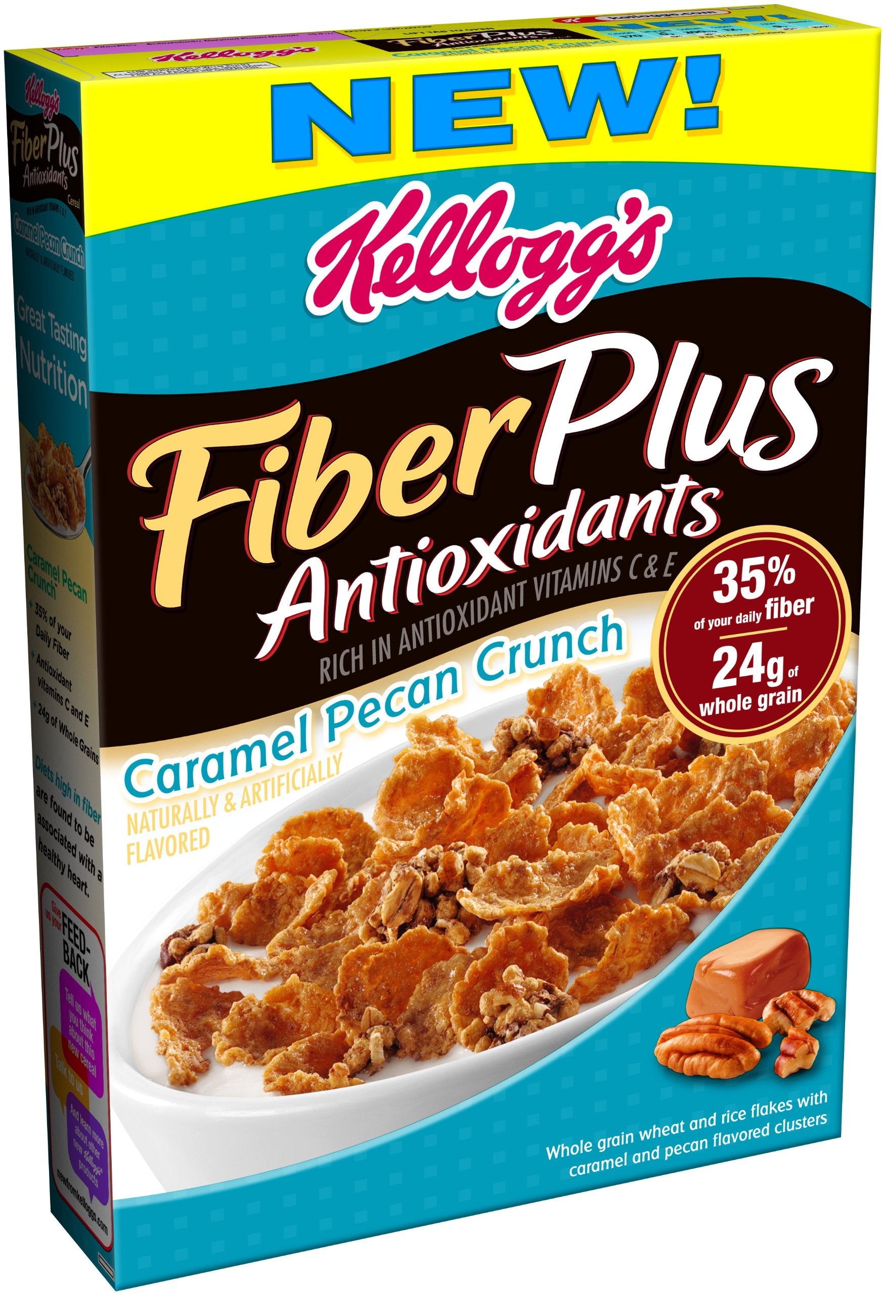 Kellogg's Fiberplus Caramel Pecan Crunch Cereal, 15.5000-count (Pack of 4)