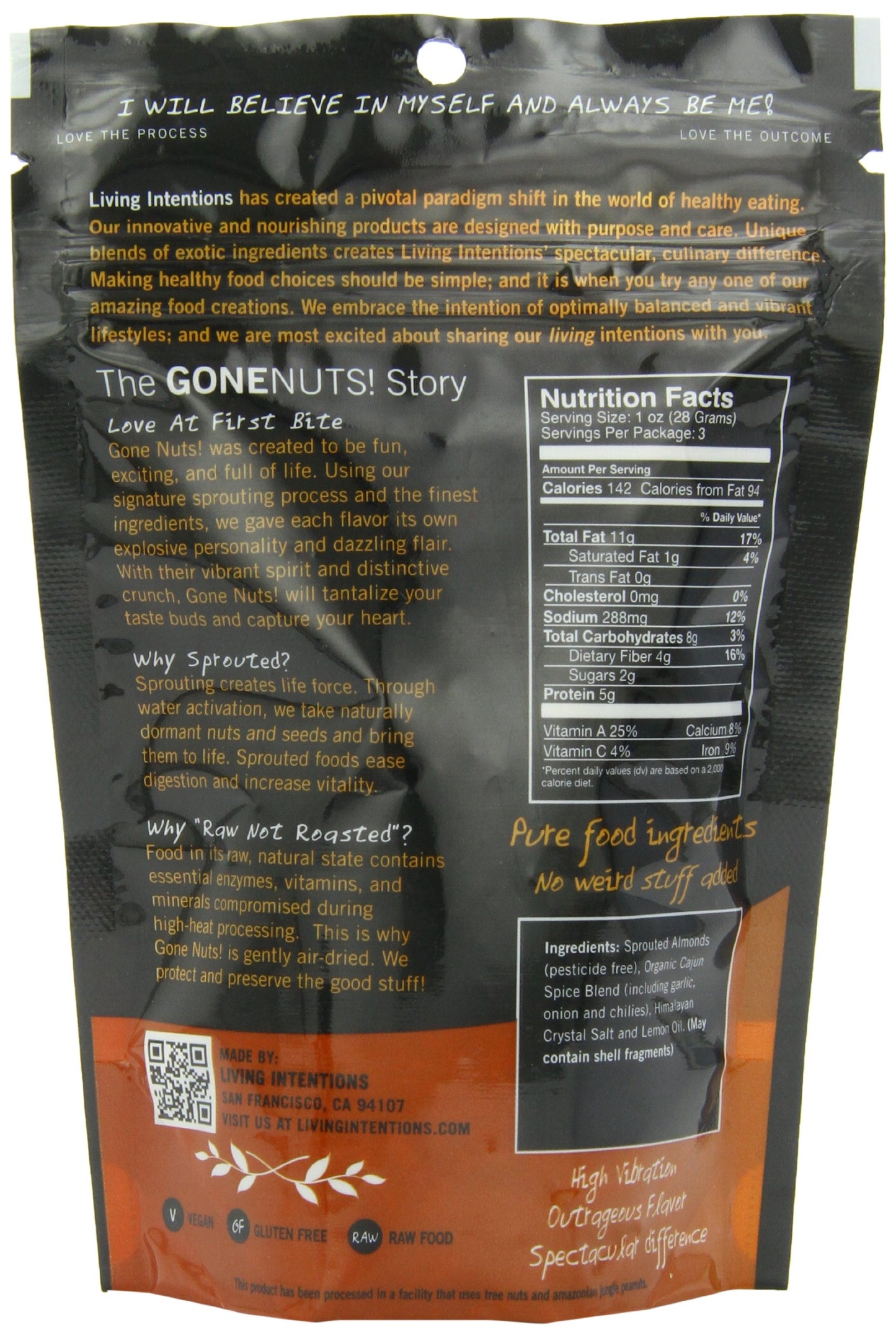 Living Intentions Gone Nuts, Cajun Lemon Almonds, 3 Ounce