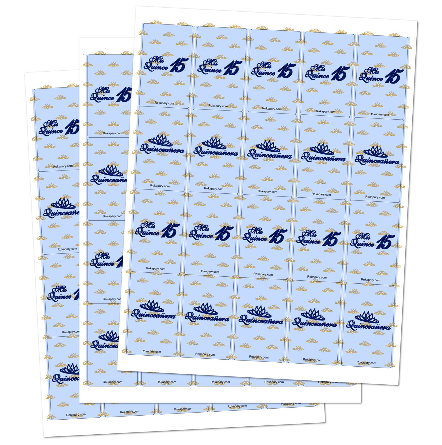 Mis Quince Miniature Candy Bar Wrapper, Quinceanera Mini Chocolate Bar Stickers for 15 Birthday Party, Table Top Event Decorations, (Set of 60) Candy
