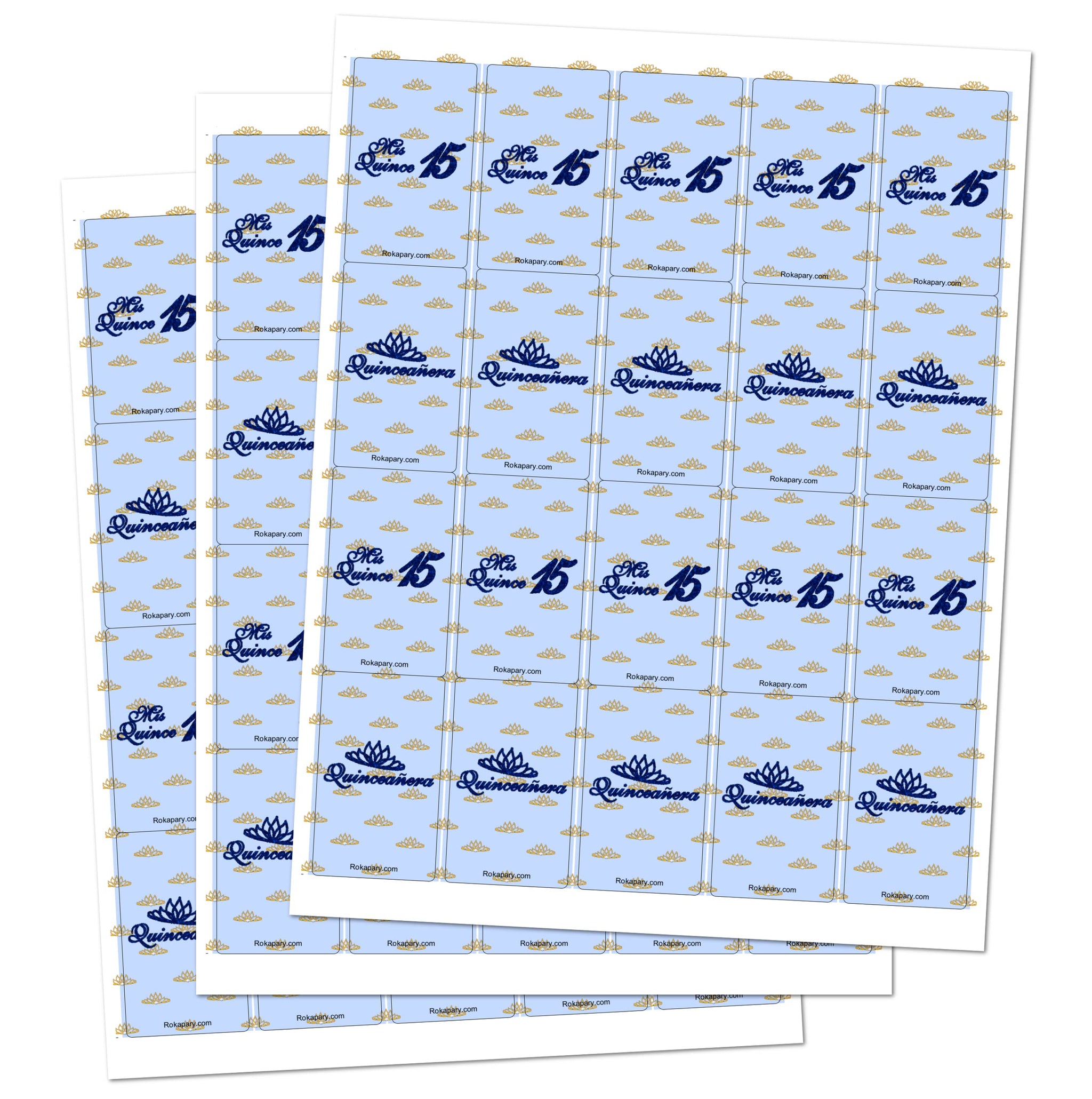 Mis Quince Miniature Candy Bar Wrapper, Quinceanera Mini Chocolate Bar Stickers for 15 Birthday Party, Table Top Event Decorations, (Set of 60) Candy
