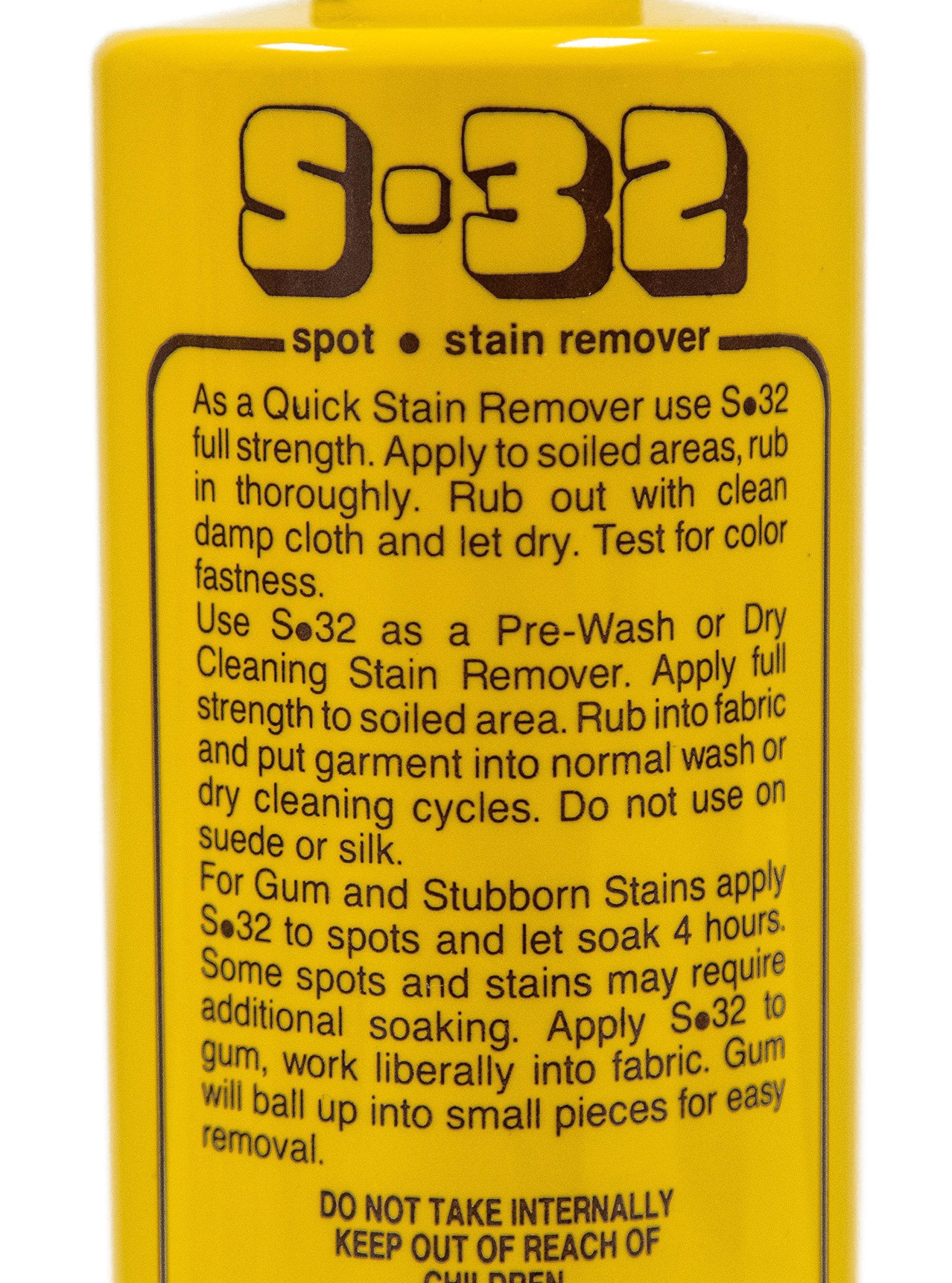 S-32 Spot Stain Remover, Safely Removes Stubborn Spots and Stains, Commercial Use, Household Needs, 15.2 Ounces, 2 Pack