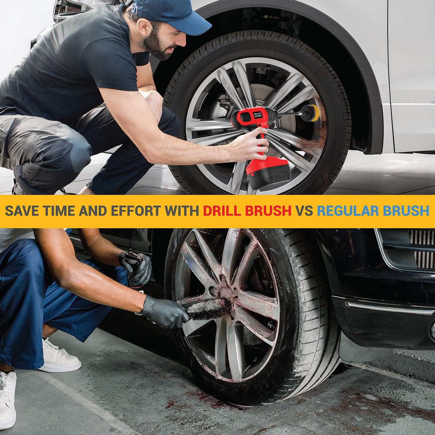 SCRUBIT Drill Brush Attachment Set - Power Scrubber Tile and Grout Tool - Use for Kitchen, Shower, Bathtub and Floor Surface - All Purpose Household