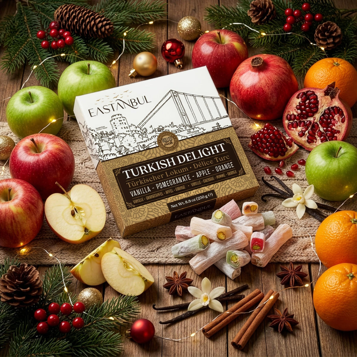 Eastanbul Turkish Delight, Turkish Delights Candy Assorted Flavor, 8.8oz