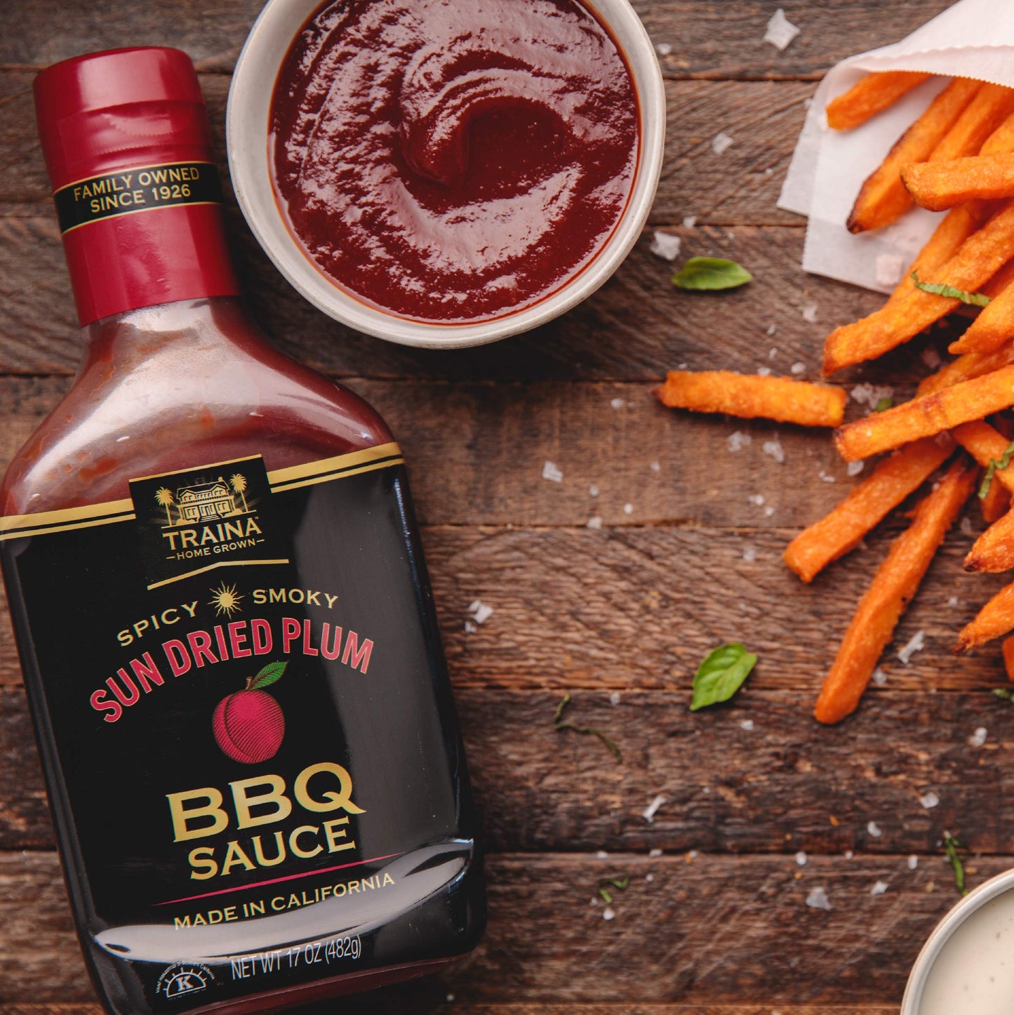 Traina Home Grown California Sun Dried Apricot and Plum Barbecue Sauce - No Corn Syrup, Bold Flavor, Packed in 17 Ounce Bottle (Pack of 2)