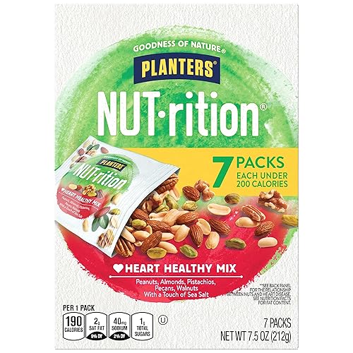 PLANTERS NUT-rition Heart Healthy Mix with Walnuts, 7.5 oz Box (Contains 7 Individual Pouches) - On-the-Go/ Work/School Snack and Active Lifestyle