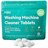 FEBU Washing Machine Cleaner Tablets Made in USA | Washer Machine Cleaner & Deodorizer | Removes Gunk & Grime | 7 Natural, Biodegradable, Plant-Based