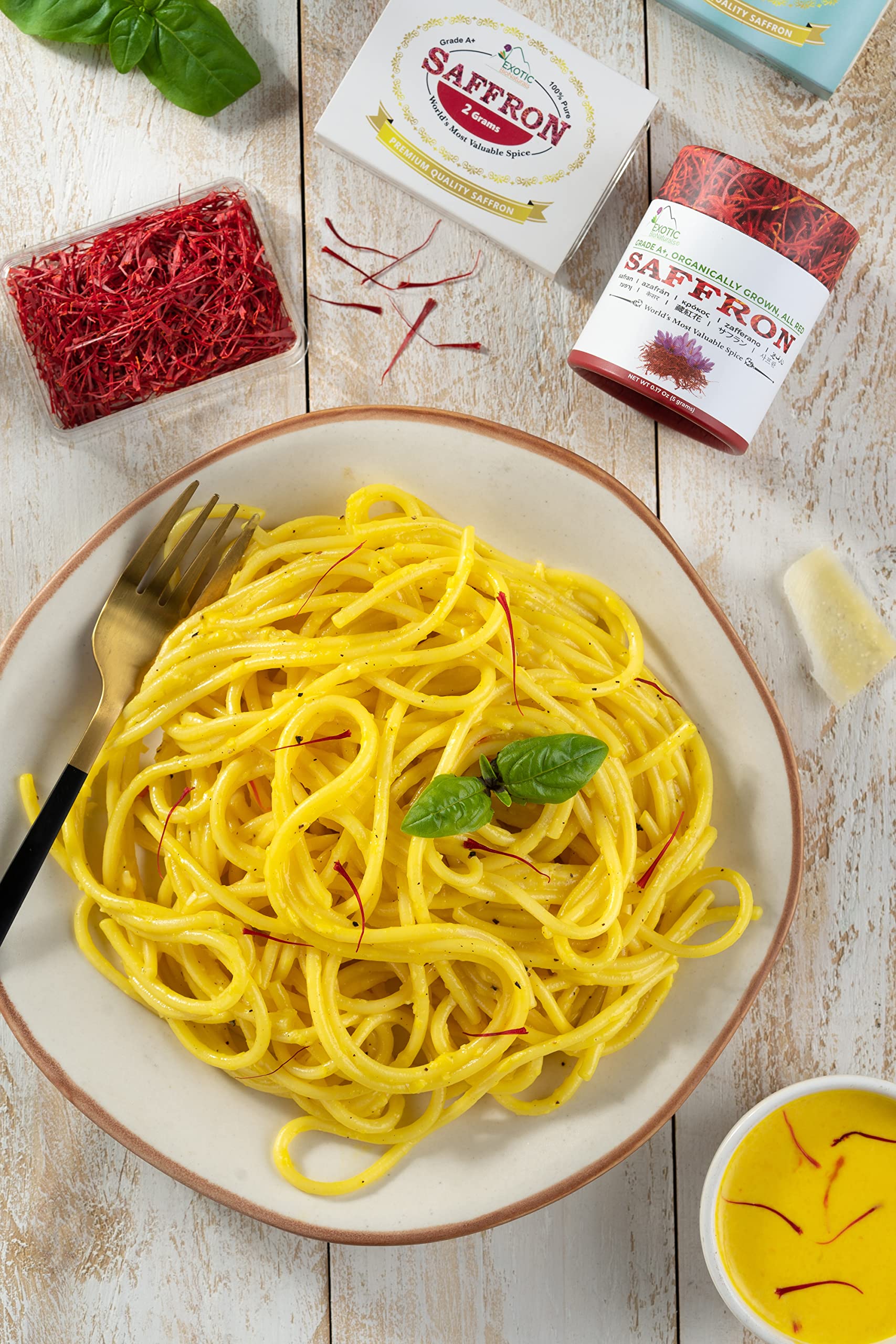 EXOTIC BioNaturals Saffron | Super Negin Grade A+ Saffron Spice | Non-GMO Verified Saffron Threads for Cooking Risotto, Paella, Bomba Rice, Golden