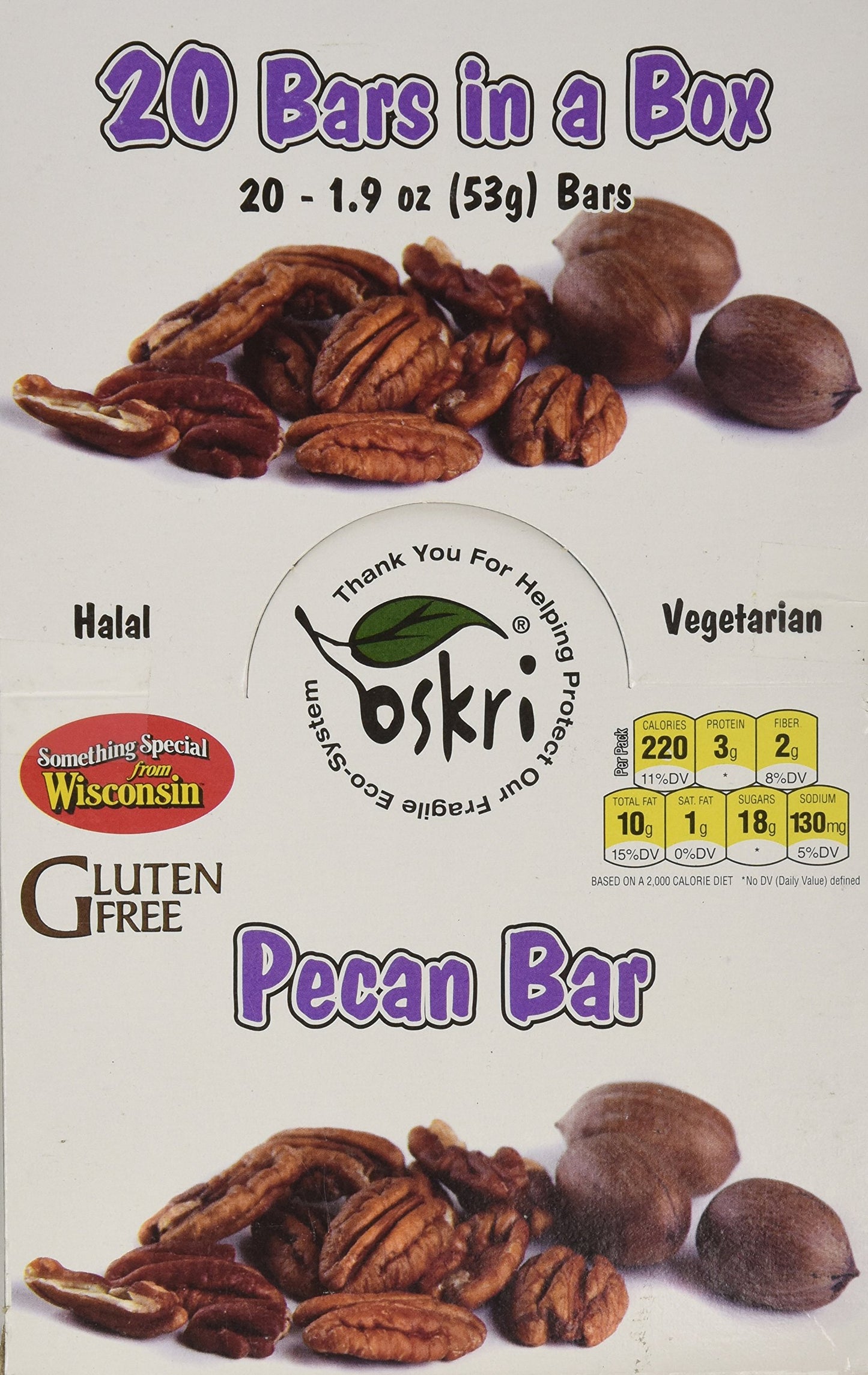 Oskri Granola Bar, Pecan Raisins, 1.9-Ounce (Pack of 20)