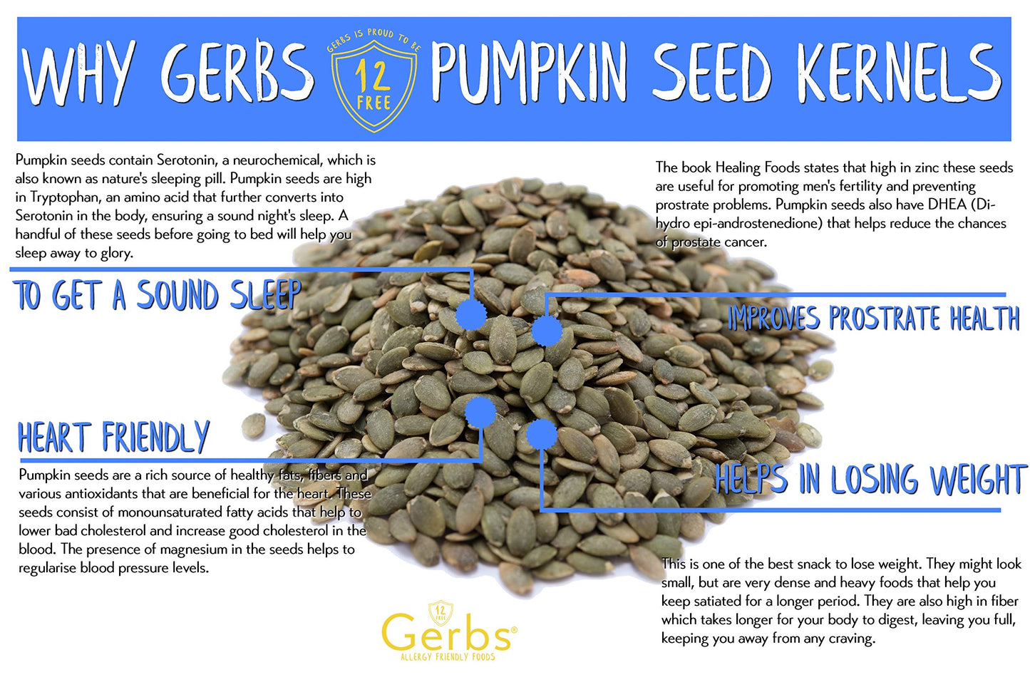GERBS Sea Salted Pumpkin Seed Kernels 4 LBS|Top 14 Allergy Free Food |Use in salads, yogurt, baking, oatmeal, trail mix|Grown in Canada, packed in US